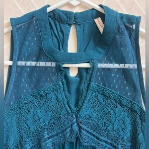 Teal Sleeveless Lace top Dress